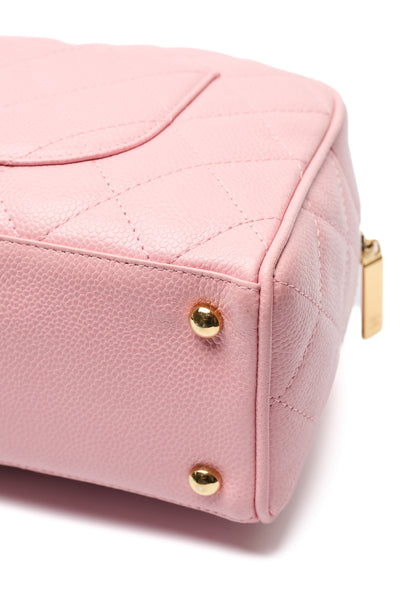 Chanel Vintage Sakura Pink Caviar CC Mini Boston Bag