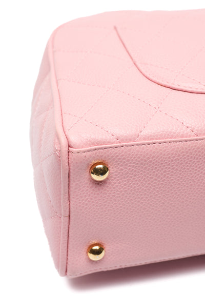 Chanel Vintage Sakura Pink Caviar CC Mini Boston Bag