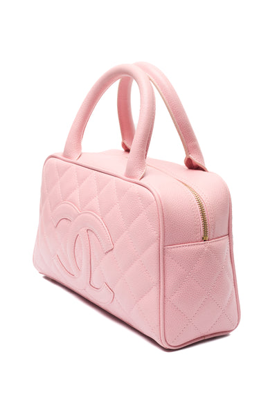 Chanel Vintage Sakura Pink Caviar CC Mini Boston Bag