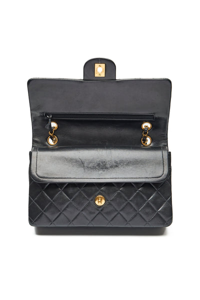 Chanel Vintage Black Lambskin Classic Medium Double Flap