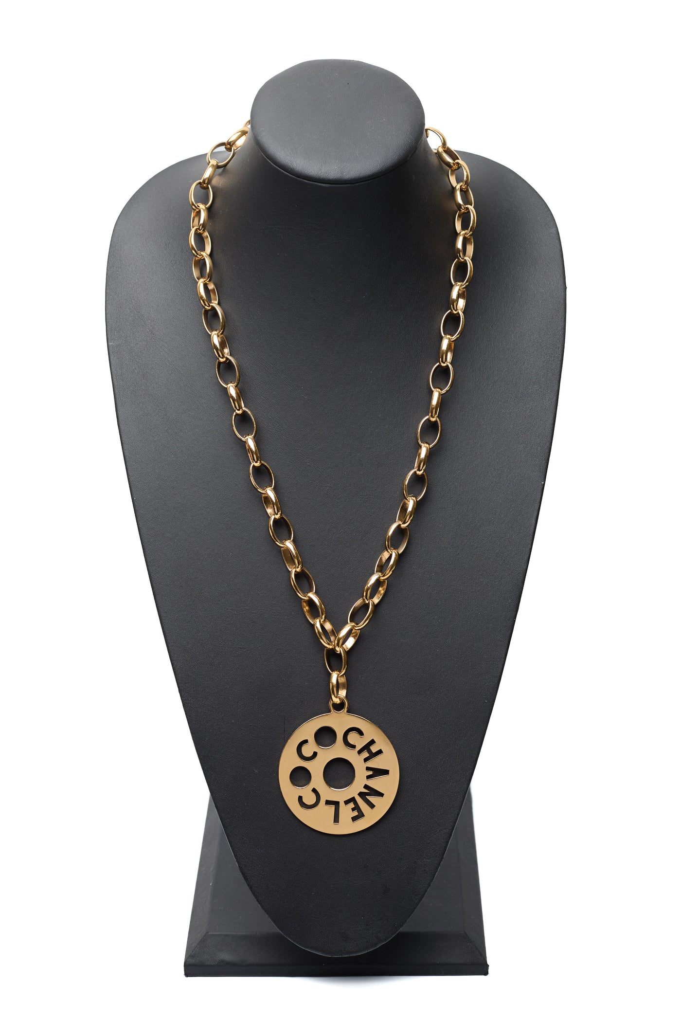 Chanel Vintage Logo Cut Out Pendant Necklace