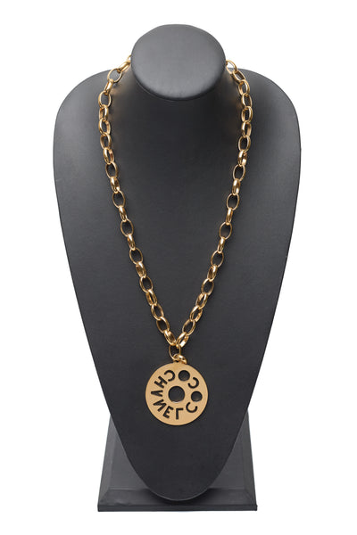 Chanel Vintage Logo Cut Out Pendant Necklace