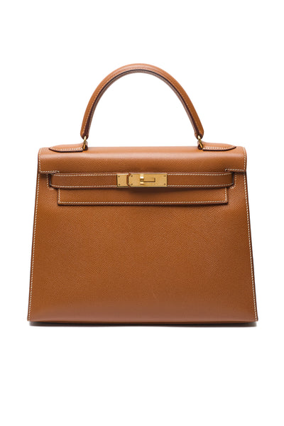 Hermes Vintage Sellier Gold Courchevel Kelly 28