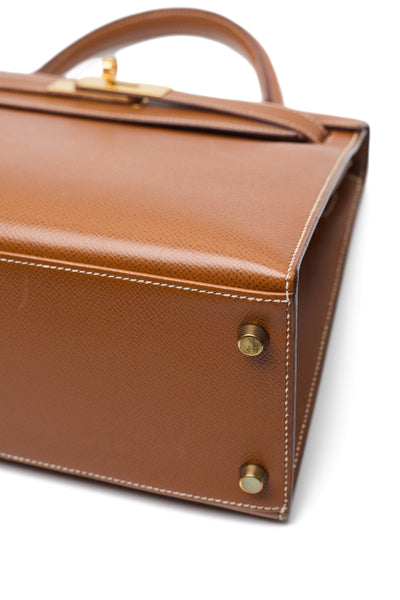 Hermes Vintage Sellier Gold Courchevel Kelly 28