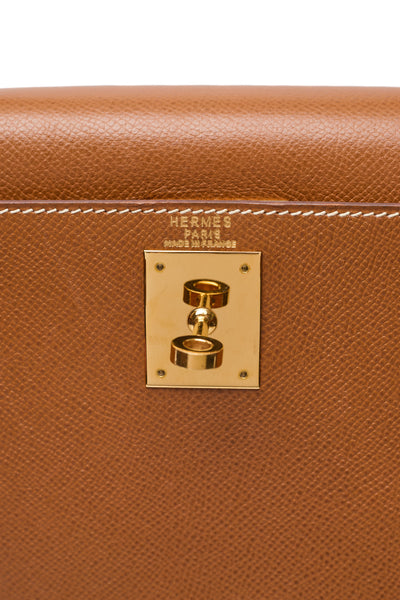 Hermes Vintage Sellier Gold Courchevel Kelly 28