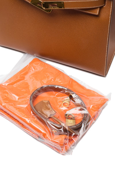 Hermes Vintage Sellier Gold Courchevel Kelly 28
