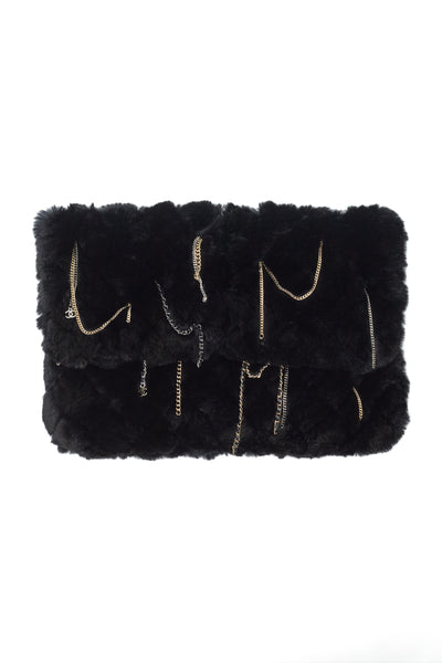 Chanel Chain CC Charm Real Fur Clutch