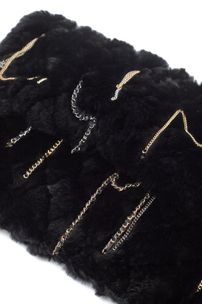 Chanel Chain CC Charm Real Fur Clutch