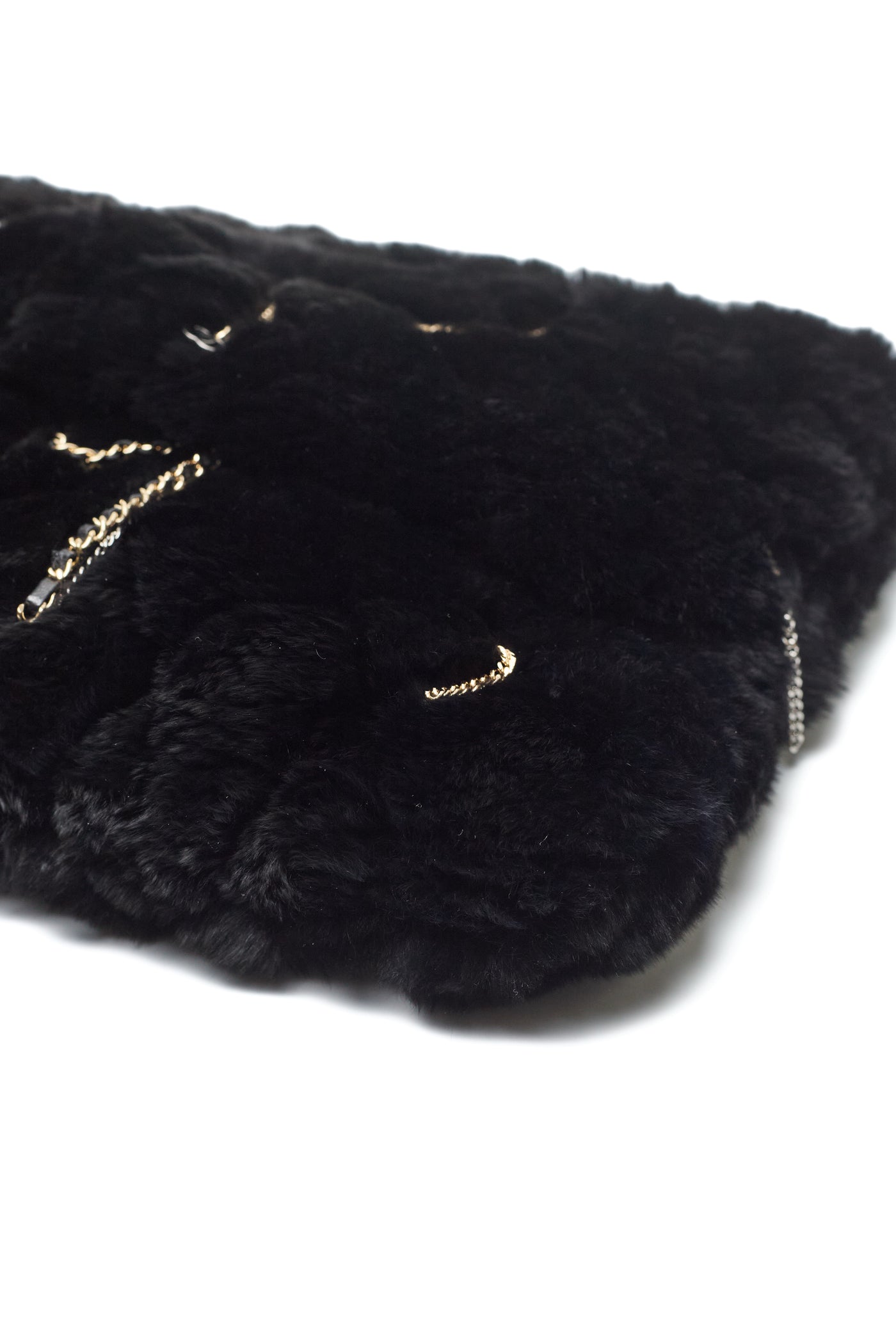 Chanel Chain CC Charm Real Fur Clutch