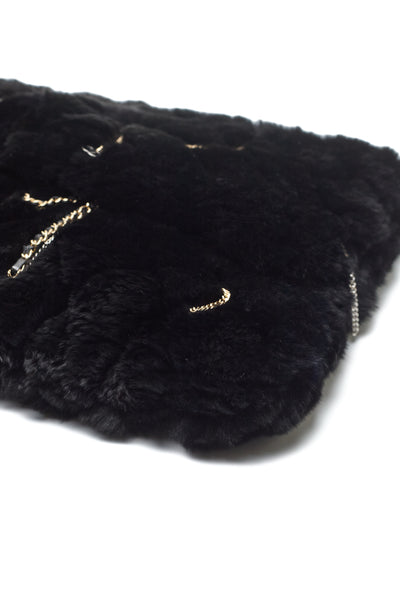 Chanel Chain CC Charm Real Fur Clutch