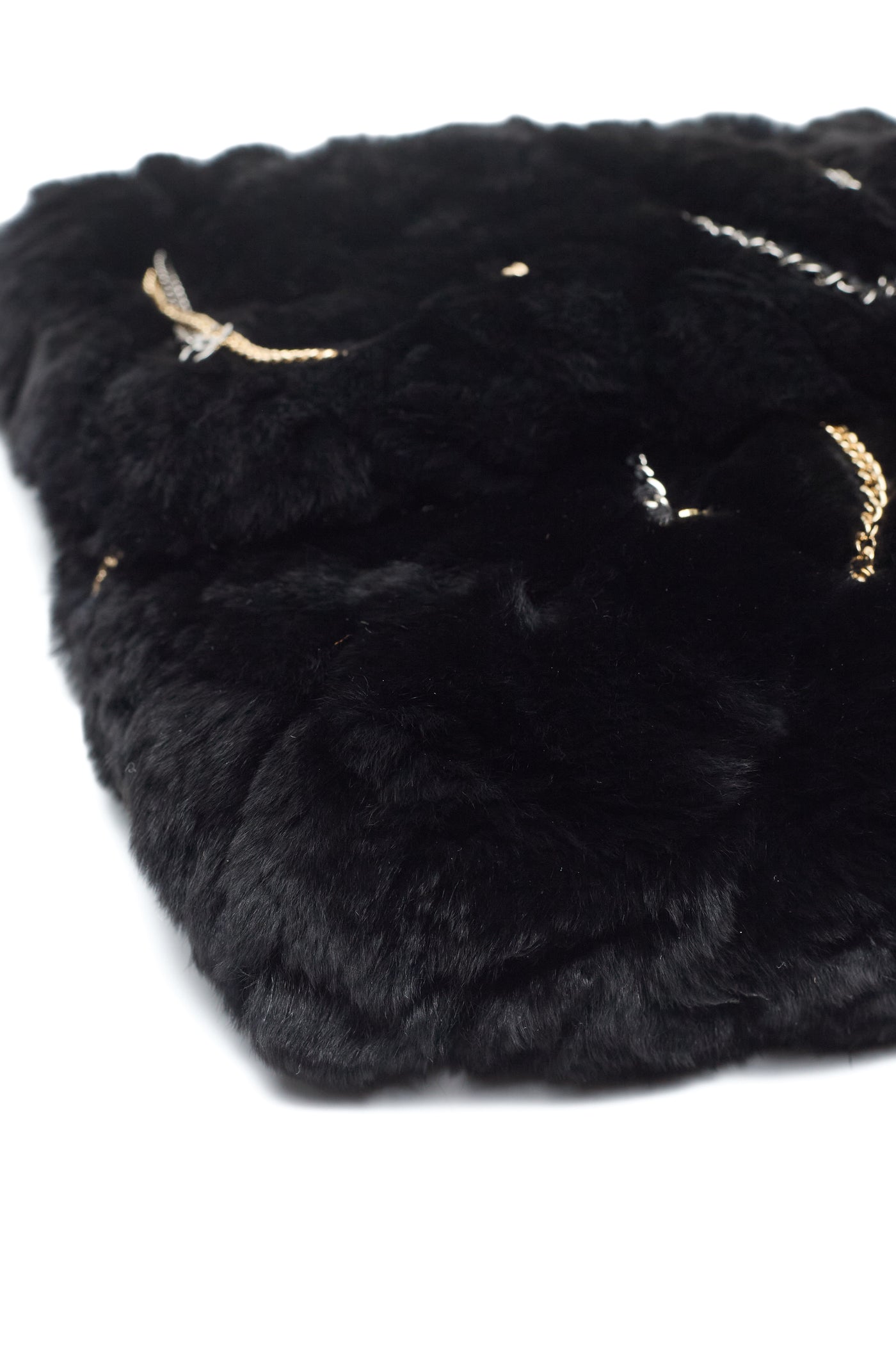 Chanel Chain CC Charm Real Fur Clutch