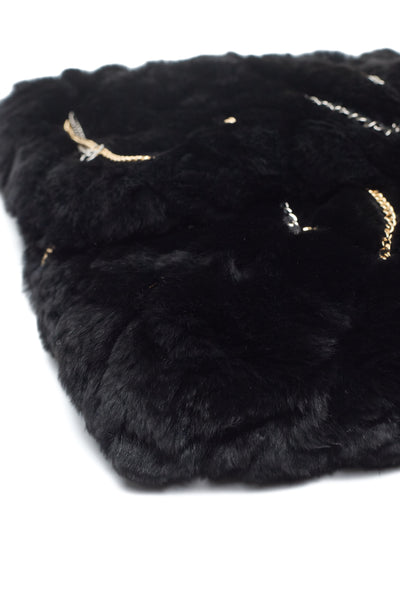 Chanel Chain CC Charm Real Fur Clutch