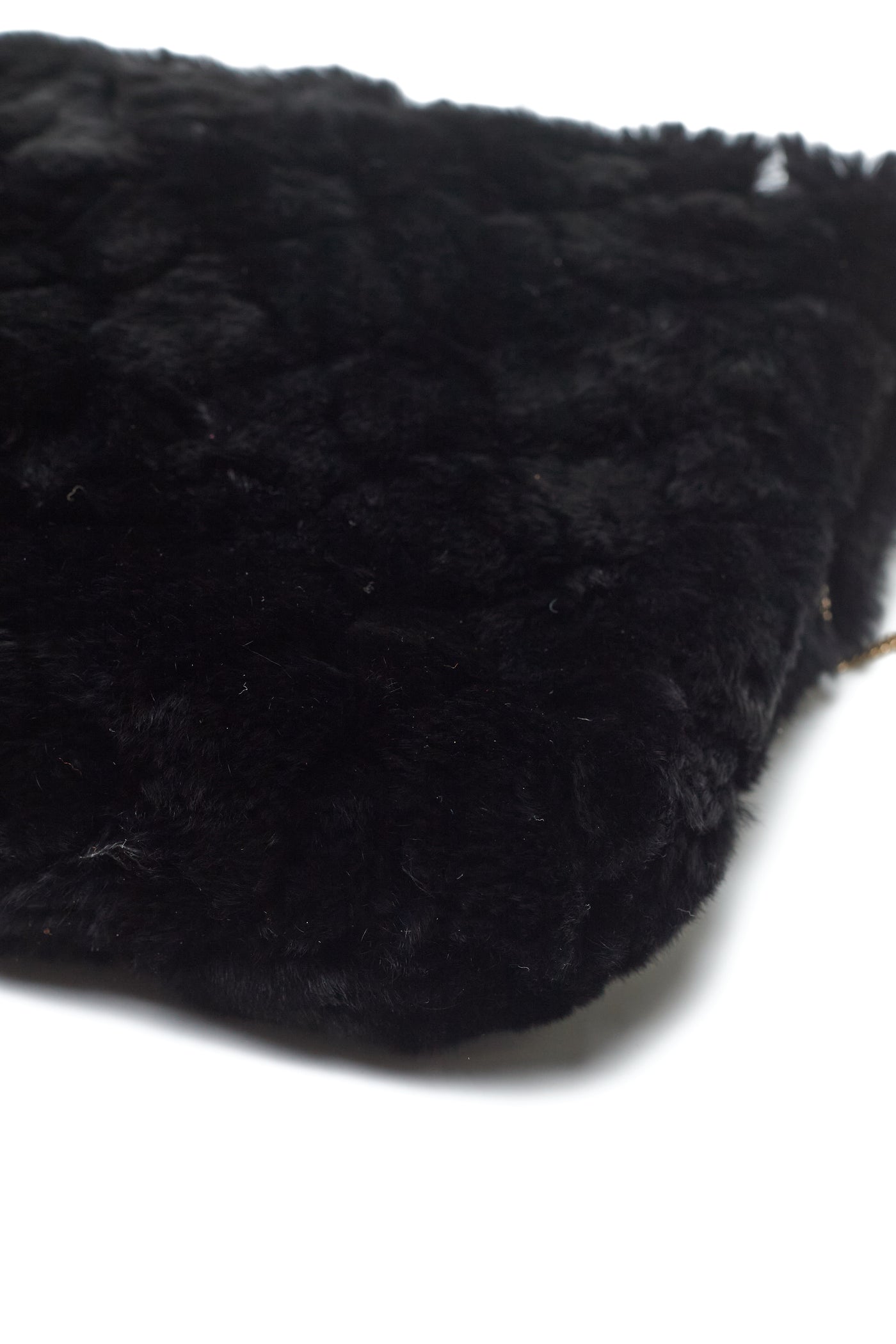 Chanel Chain CC Charm Real Fur Clutch