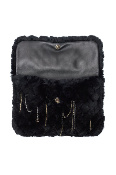 Chanel Chain CC Charm Real Fur Clutch