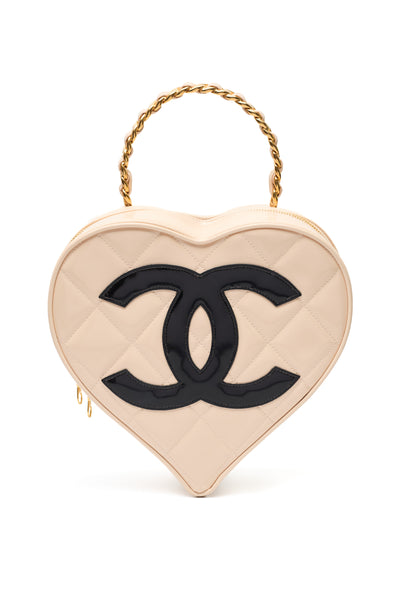 Chanel Vintage 1995 SS Runway Beige Heart Vanity Bag