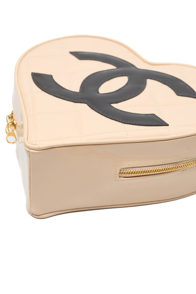 Chanel Vintage 1995 SS Runway Beige Heart Vanity Bag