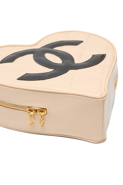 Chanel Vintage 1995 SS Runway Beige Heart Vanity Bag