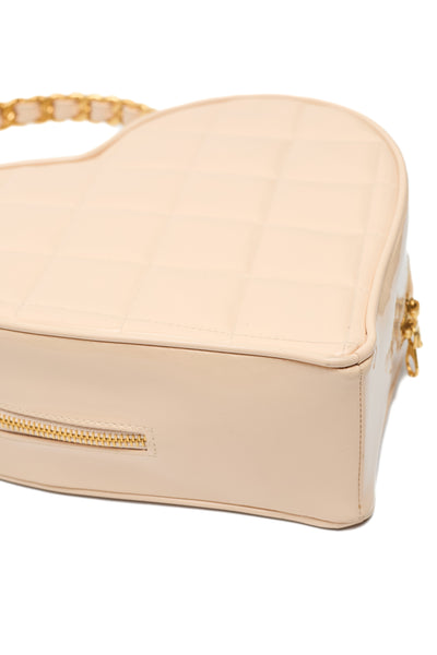 Chanel Vintage 1995 SS Runway Beige Heart Vanity Bag