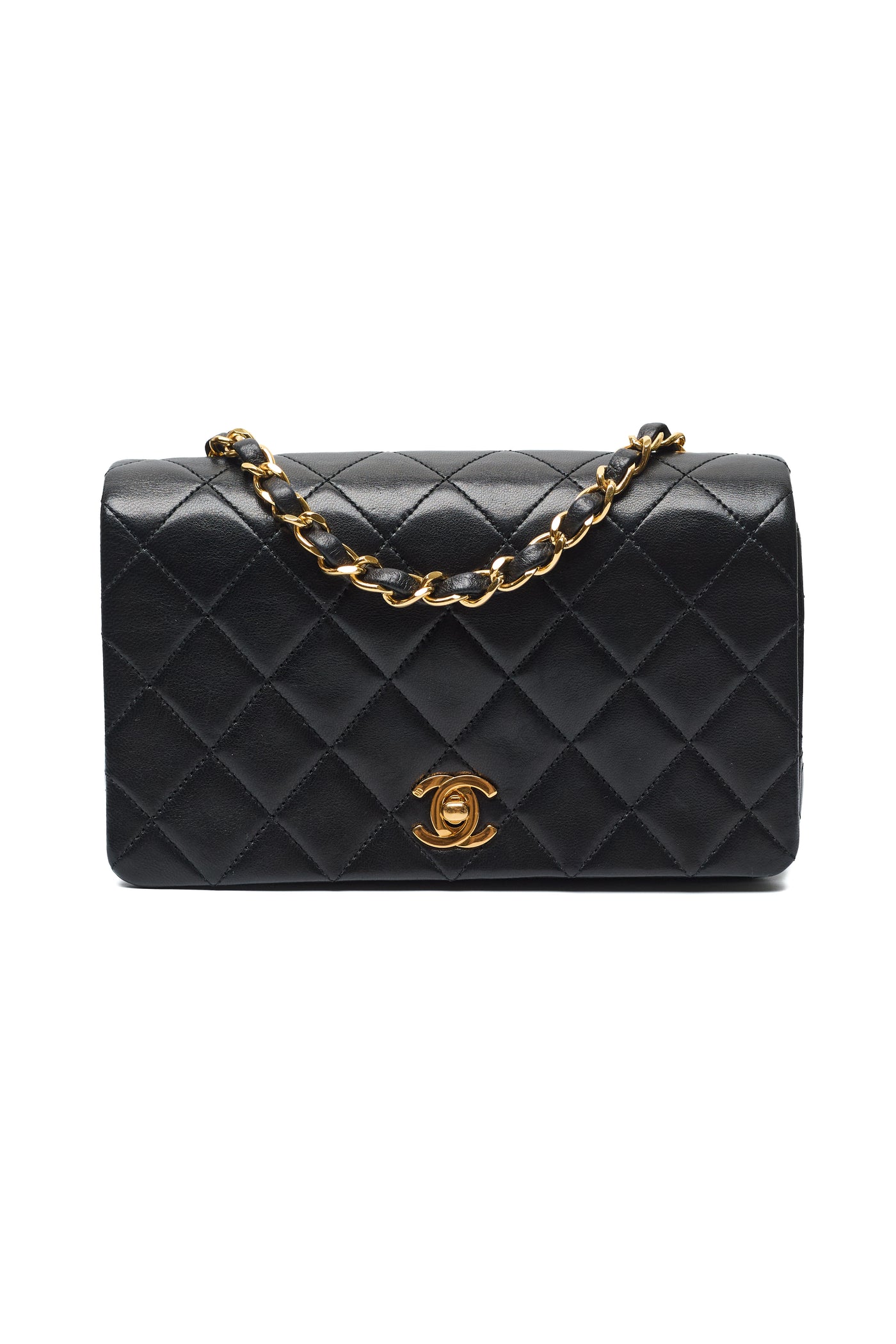 Chanel Vintage Black Lambskin Mini Full Flap