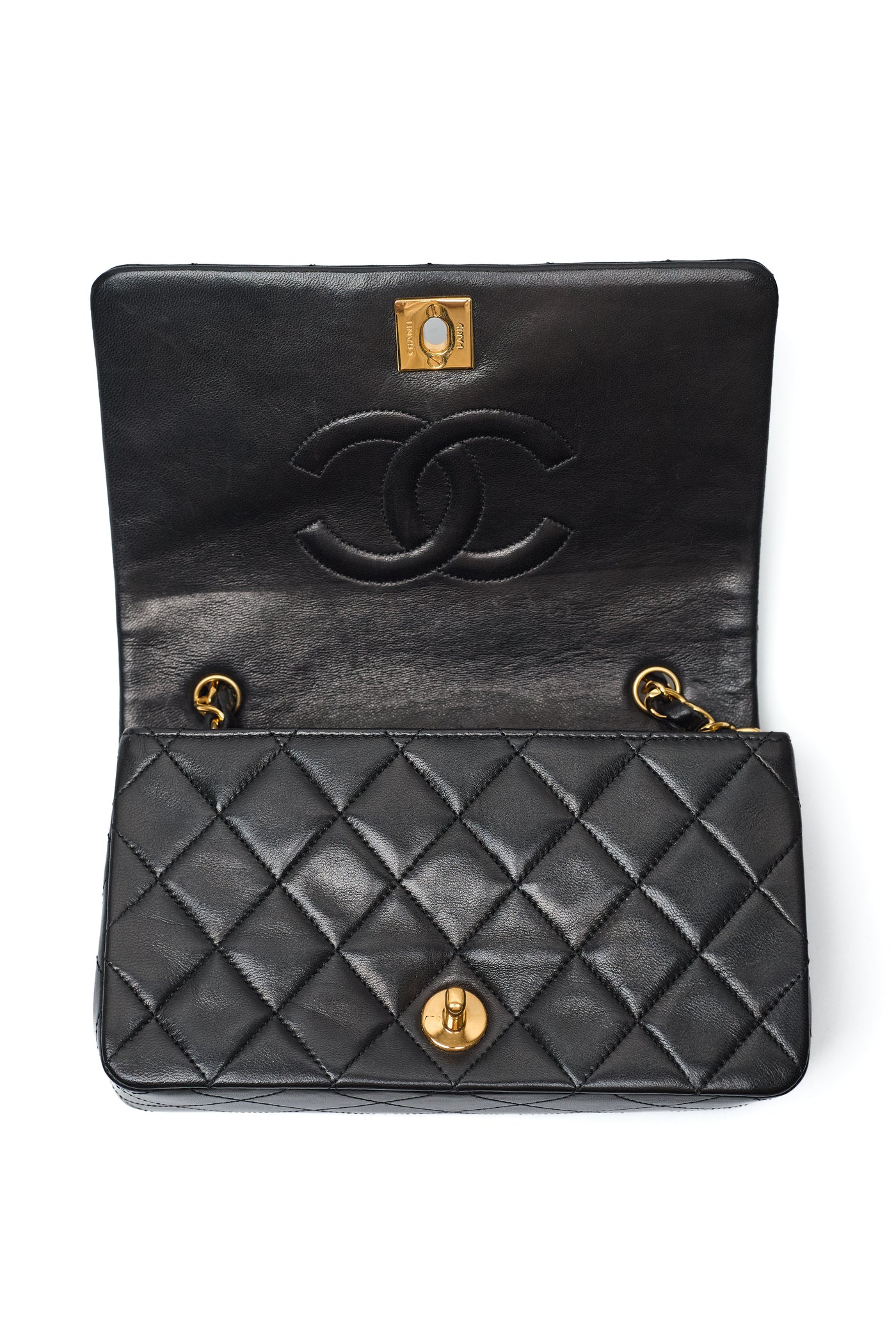 Chanel Vintage Black Lambskin Mini Full Flap
