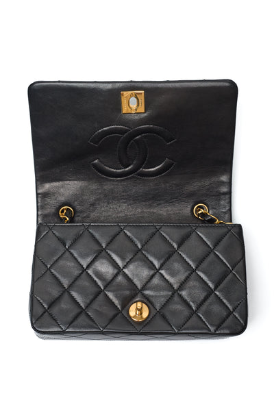 Chanel Vintage Black Lambskin Mini Full Flap