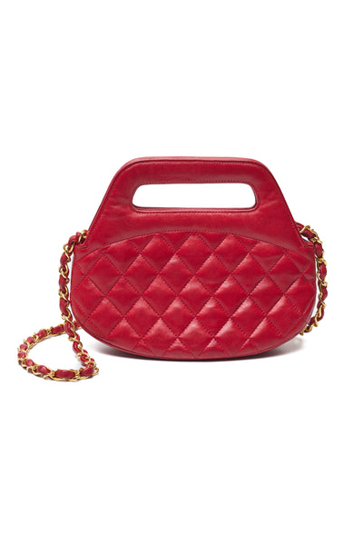 Chanel Vintage Red Lambskin Mini Shopper Tote