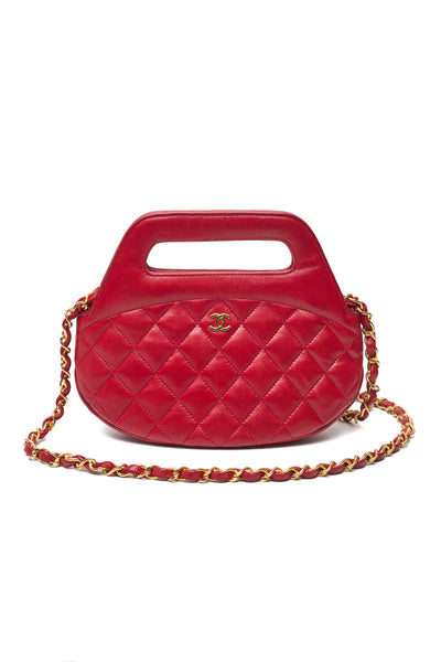 Chanel Vintage Red Lambskin Mini Shopper Tote