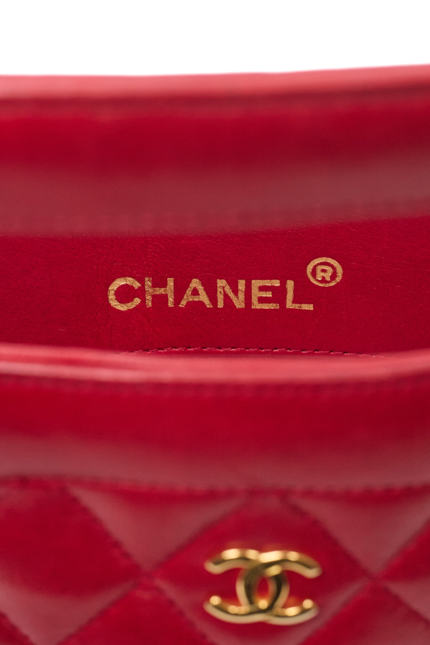 Chanel Vintage Red Lambskin Mini Shopper Tote
