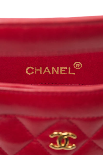 Chanel Vintage Red Lambskin Mini Shopper Tote