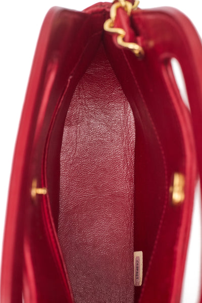 Chanel Vintage Red Lambskin Mini Shopper Tote