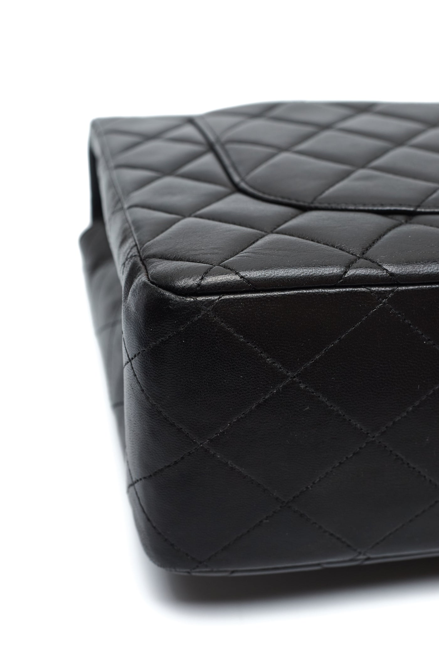 Chanel Vintage Black Lambskin Jumbo Single Flap