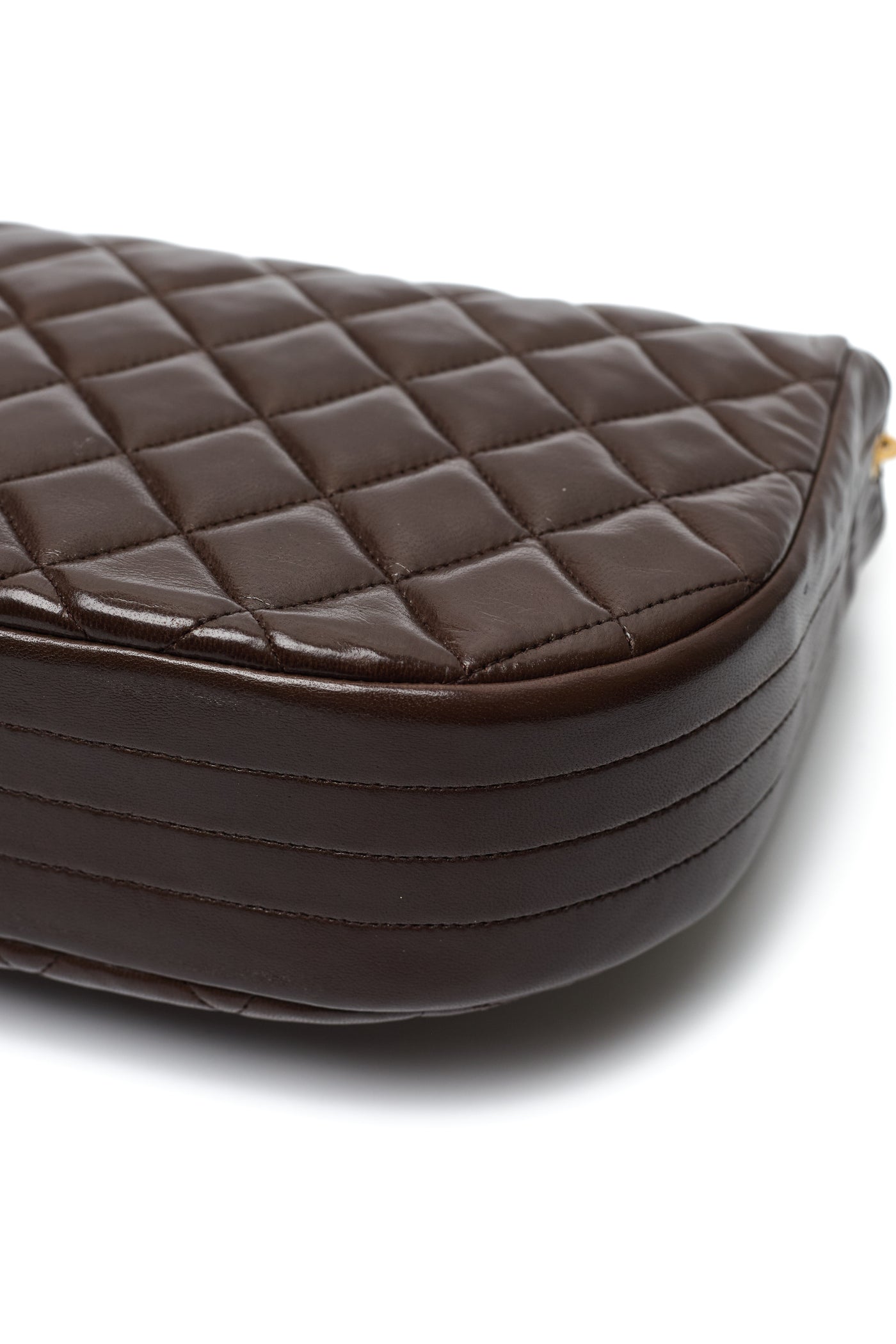 Chanel Vintage Chocolate Brown Lambskin Oval CC Flap Bag