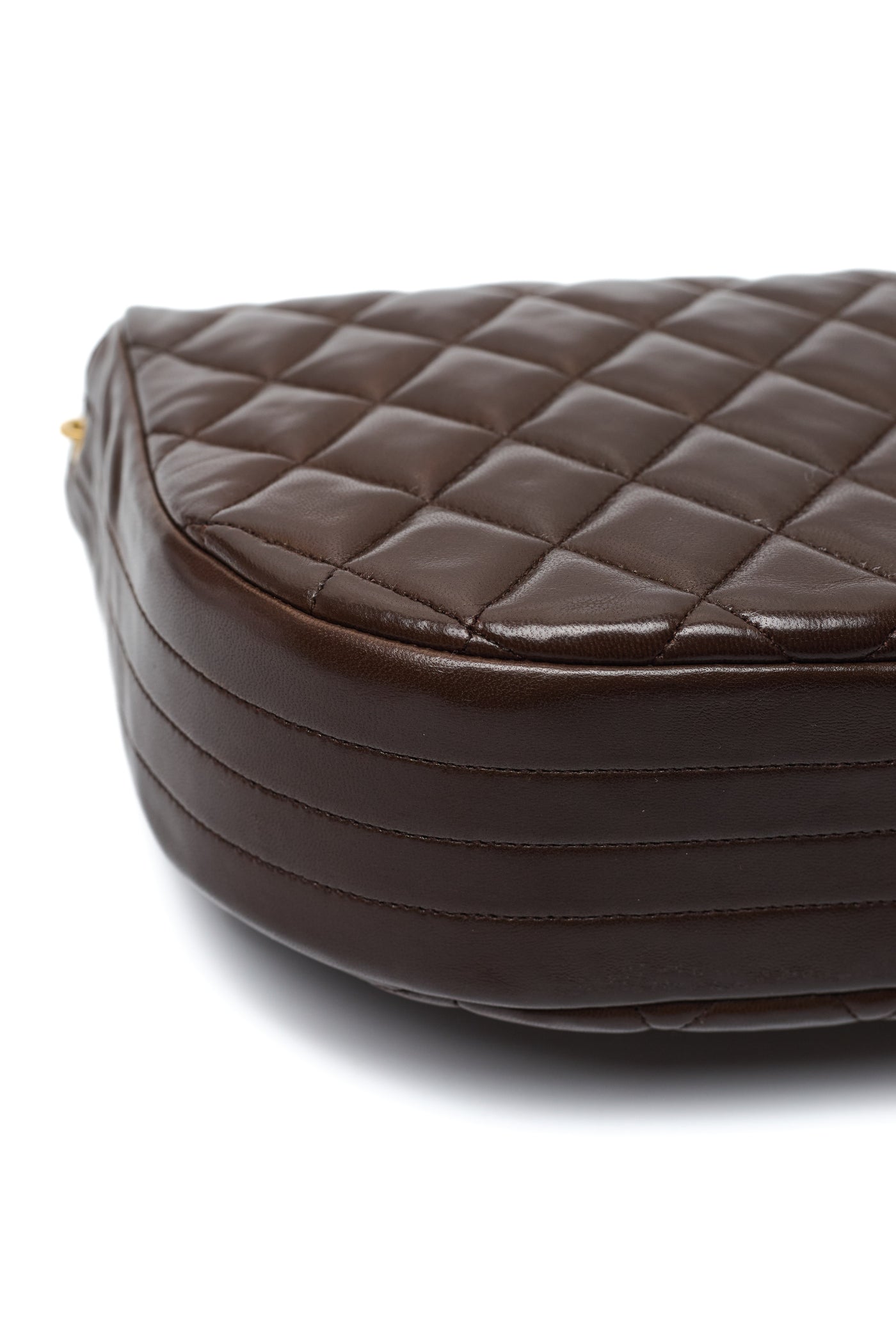 Chanel Vintage Chocolate Brown Lambskin Oval CC Flap Bag