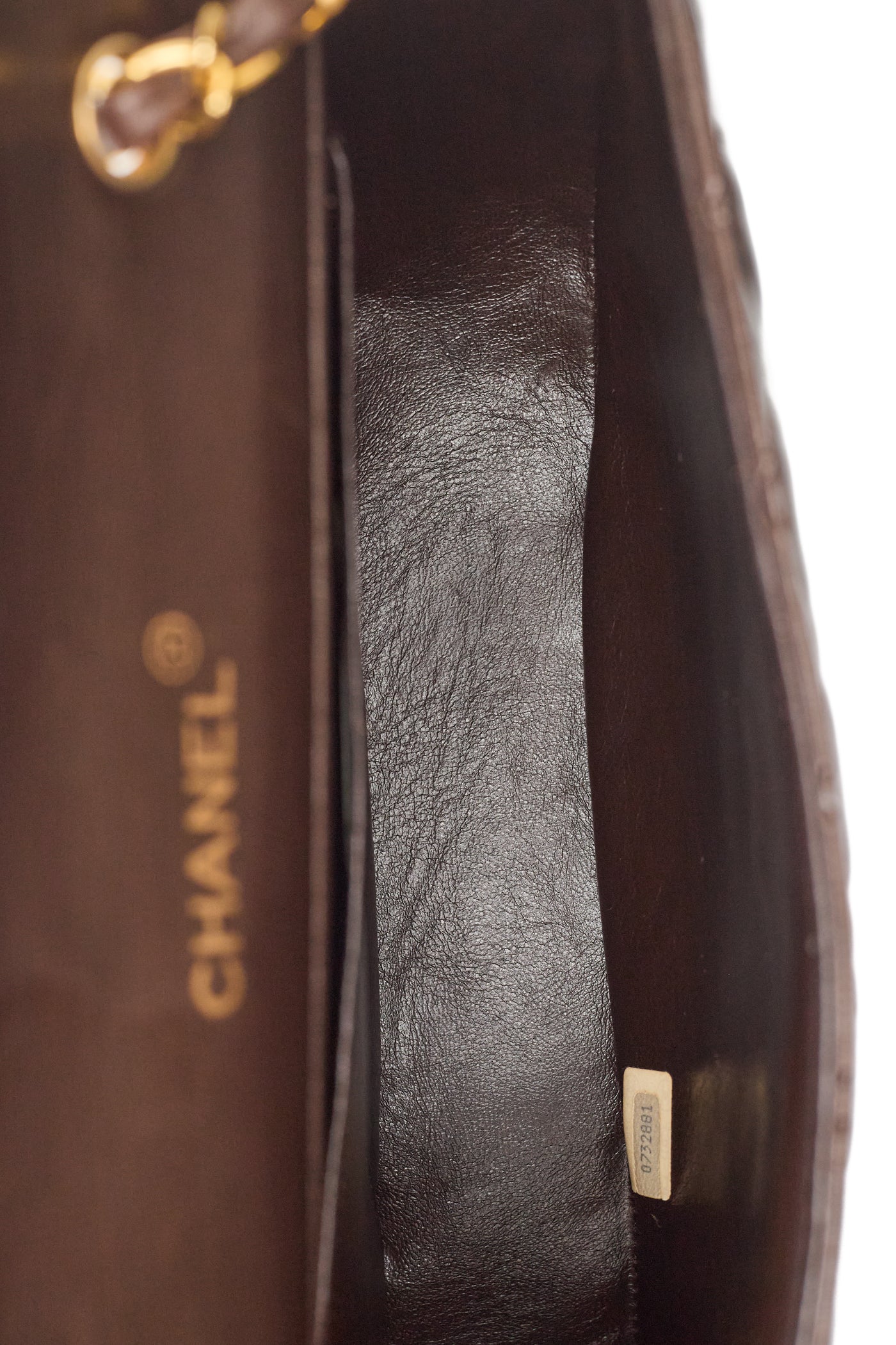 Chanel Vintage Chocolate Brown Lambskin Oval CC Flap Bag
