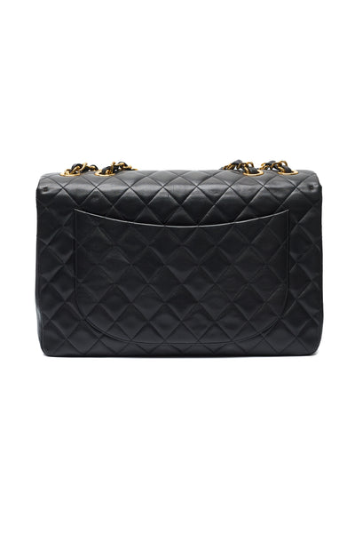 Chanel Vintage Black Lambskin Single Flap Maxi