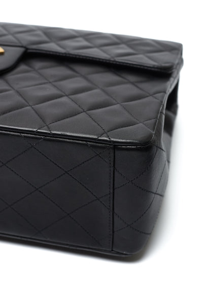 Chanel Vintage Black Lambskin Single Flap Maxi