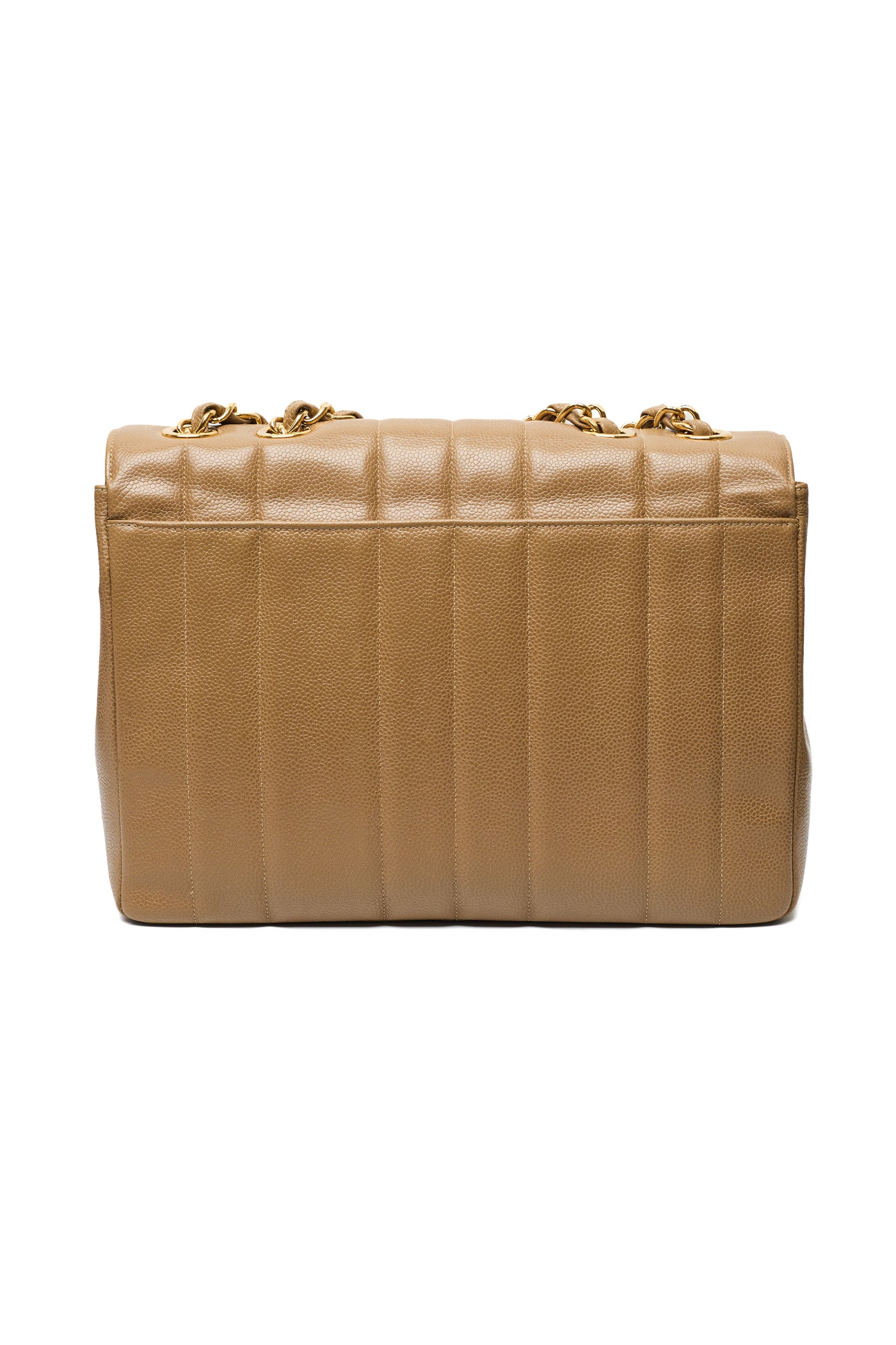 Chanel Vintage Mademoiselle Beige Caviar CC Single Flap