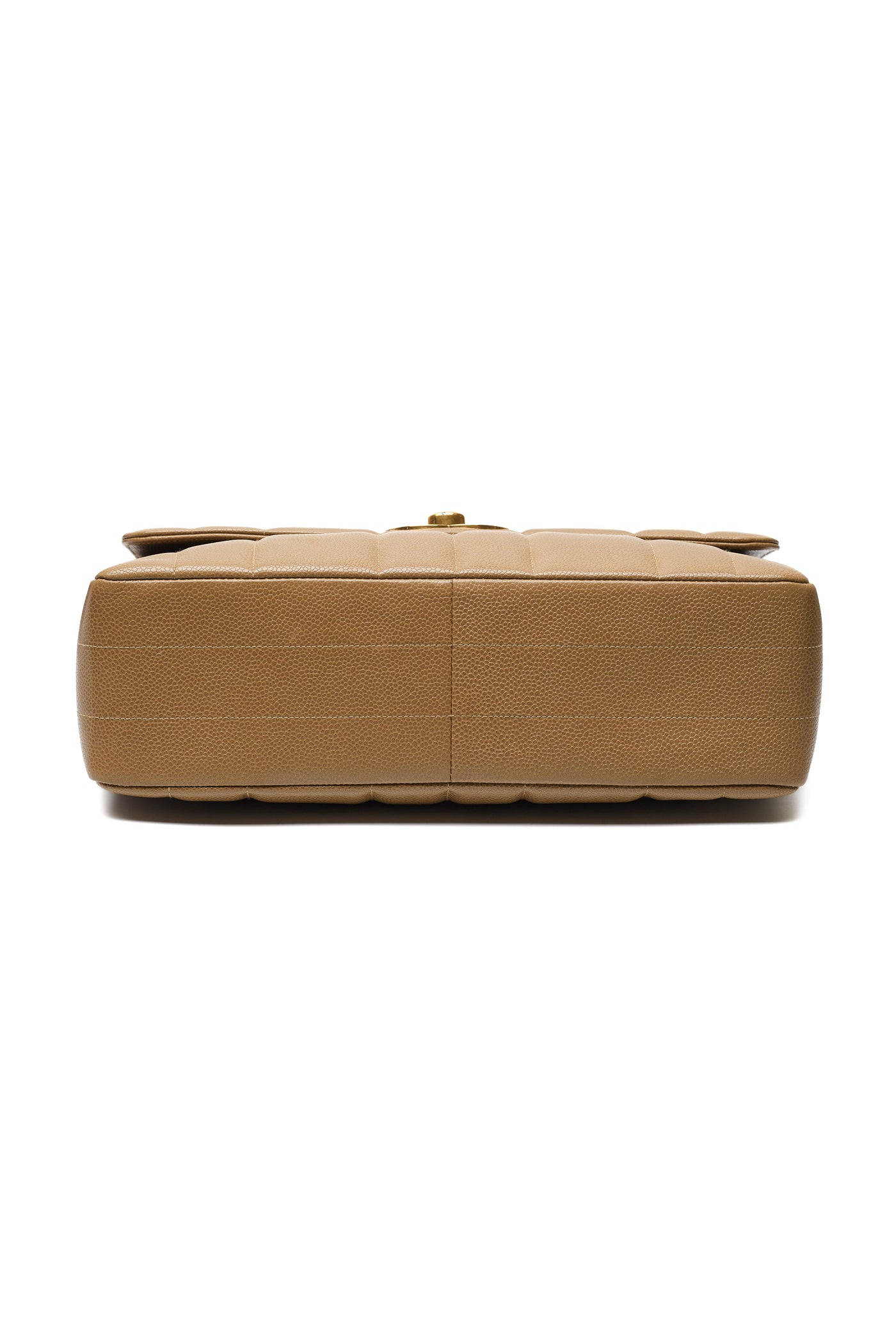 Chanel Vintage Mademoiselle Beige Caviar CC Single Flap