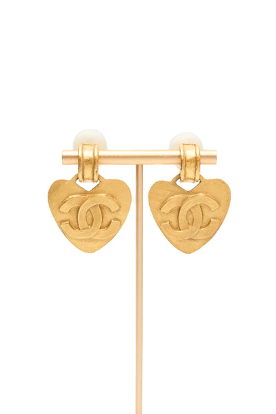 Chanel Vintage Heart CC Clip on Earrings