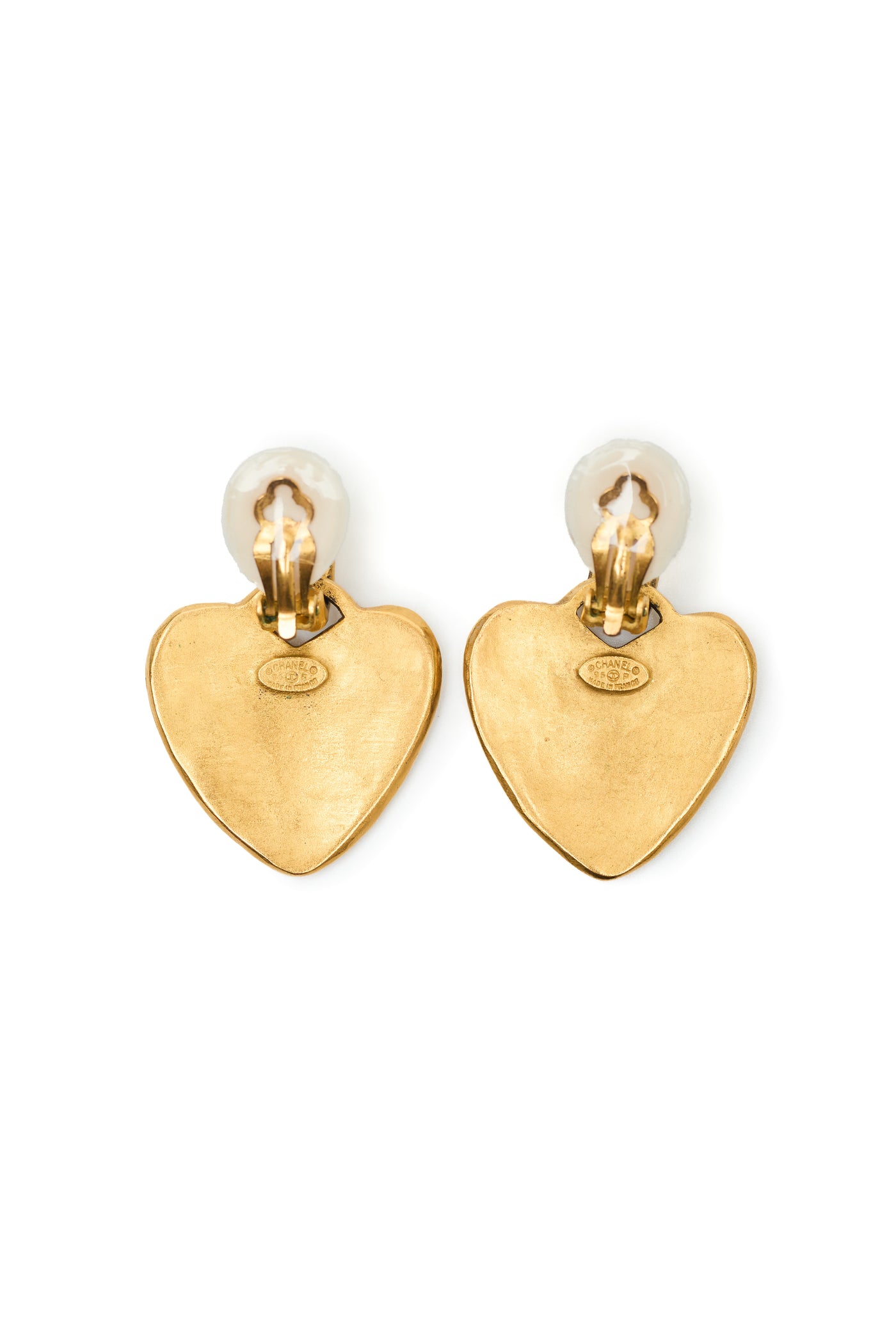 Chanel Vintage Heart CC Clip on Earrings