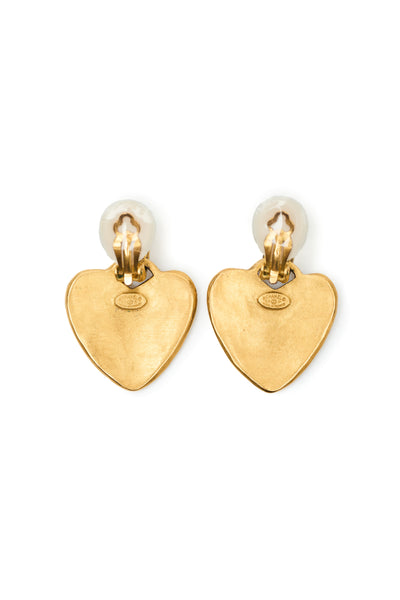 Chanel Vintage Heart CC Clip on Earrings