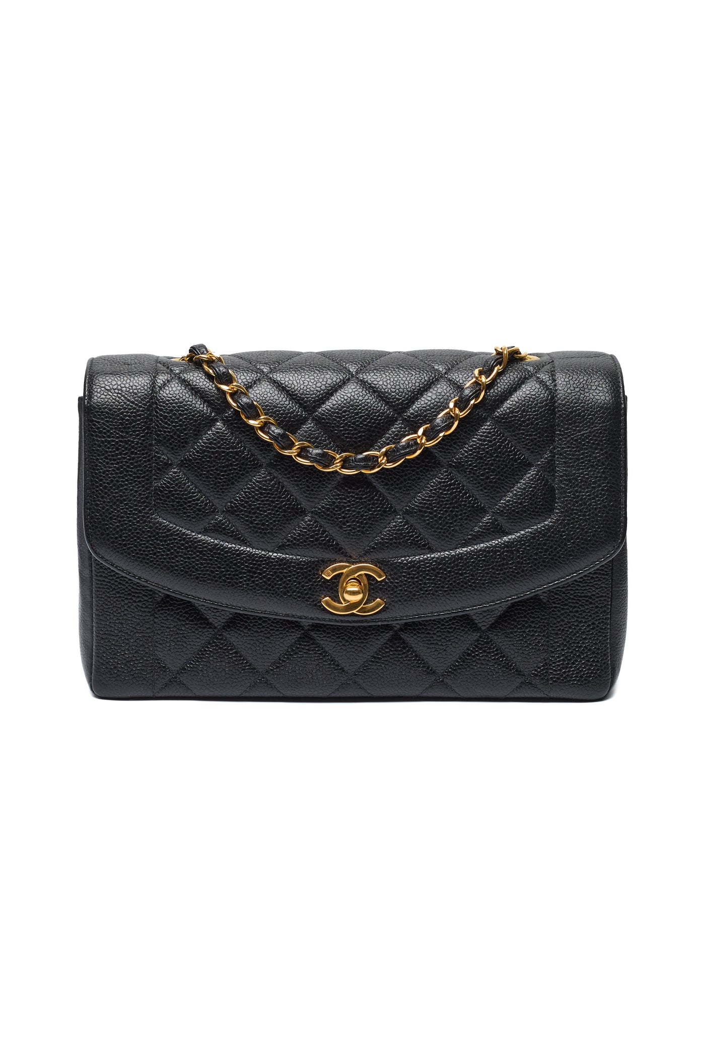 Chanel Rare Vintage Black Caviar Tall Diana