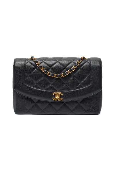 Chanel Rare Vintage Black Caviar Tall Diana