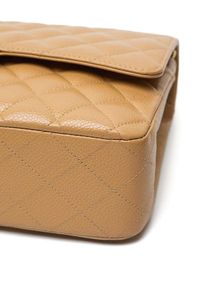 Chanel Rare Vintage Beige Caviar Classic Medium Double Flap