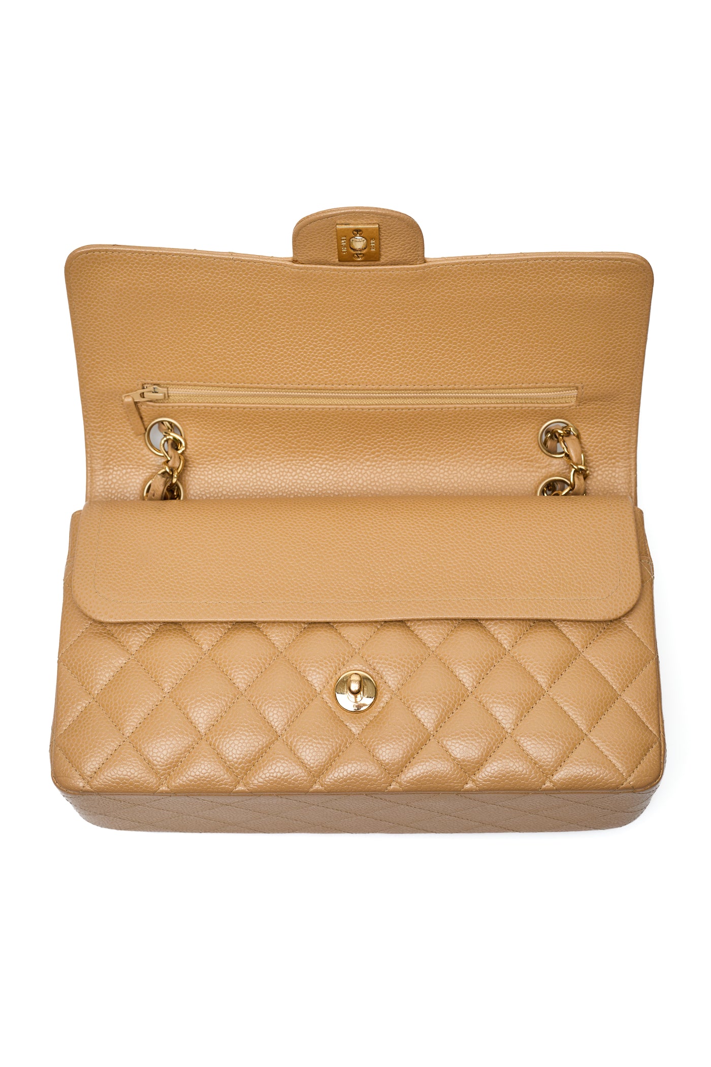 Chanel Rare Vintage Beige Caviar Classic Medium Double Flap
