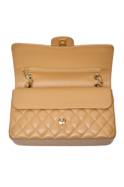 Chanel Rare Vintage Beige Caviar Classic Medium Double Flap