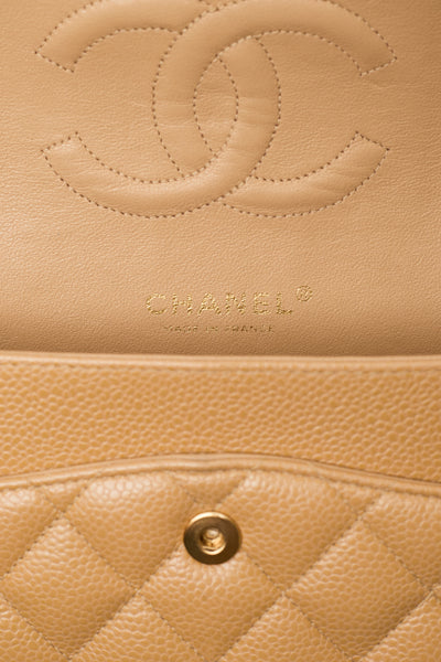 Chanel Rare Vintage Beige Caviar Classic Medium Double Flap