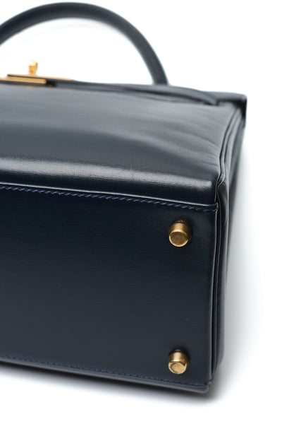 Hermes Vintage Blue Indigo Box Calf Kelly 32
