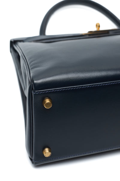 Hermes Vintage Blue Indigo Box Calf Kelly 32