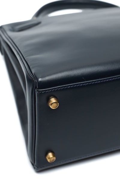 Hermes Vintage Blue Indigo Box Calf Kelly 32